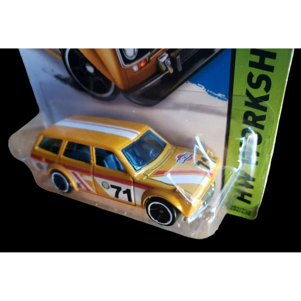 Hot Wheels '71 DATSUN BLUEBIRD 510 WAGON Yellow HW Workshop Night Burnerz 1:64